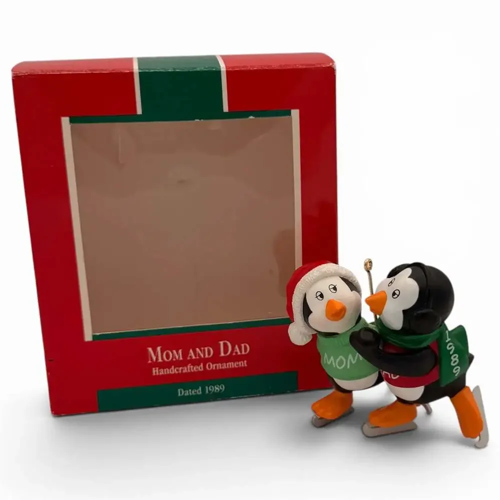 Hallmark Keepsake Mom and Dad Handcrafted Christmas Ornament 1989